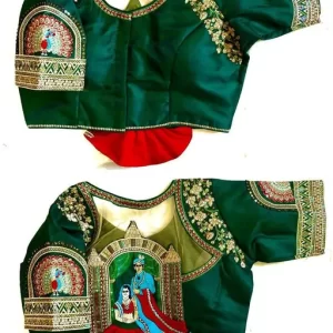 Women’s Heavy Milan Silk Codding Sequins Handwork and Cutwork Dolly Multicolor Blouse