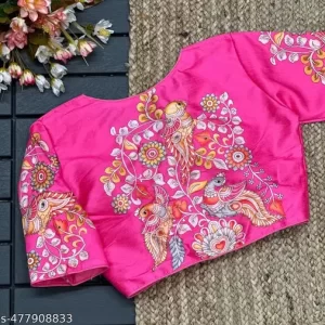 Tanjore Kalamkari Print Silk Blouse