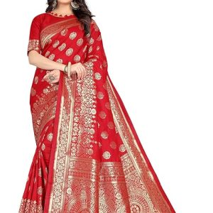 Sugathari Women’s Banarasi Saree Pure Kanjivaram Silk Saree Soft new ladies 2023 Design Wear Pattu Sarees Latest Cotton Party Sari collections With Blouse Piece for Wedding sadi (PARI S-2 PURPLE)