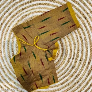 Women’s Latest Ikkat Designs Readymade Mustard Color Blouses (Pack Of 1)