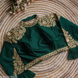 Women Embroidered Vichitra Silk Fabric Blouse