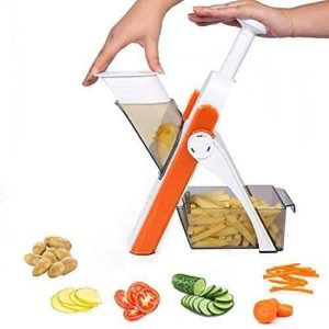 Vegetables Cutter for Kitchen, Mandoline Slicer and Chopper, Onion Chopper, Potato Chips Cutter, 3in1 Multifunctional Push and Cut Vegetable Shredder, Grater with Steel Blades, Spring Slicer