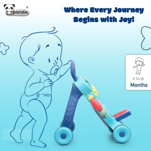Panda Baby Products Push Walker For Kids|Activity Walker With Music For Toddlers|Sit To Stand Multi Activity Toy|Interactive Learning Toy For 6 To 36 Months Girls/Boys|Bis Certified (Blue,Walker)