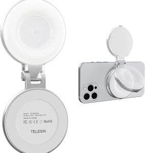 TELESIN Magnetic Selfie Light Compatible with iPhone Magsafe, 360° LED Selfie Ring Fill Light with Sticky Ring for Selfies, Photography, Zoom Calls and Video Conferencing