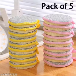 5 PCS Scrub Sponge, Kitchen Sponges for Cleaning Around the Home, Bathroom & More, Scratch-free Dish Scrubber, Multi-surface Safe, Best for Nonstick Pots and Pans