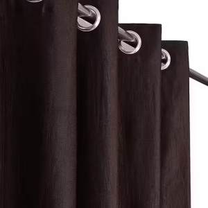 PRAFULL MILLAURE Modern Solid 32KG Crush Polyester Curtain – 1 Piece(Door_7Ft, BROWN)
