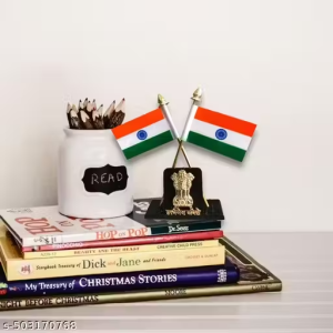 Flag Indian Flag Hindustan Tiranga for Car Dashboard Table Home Decoration Decor Cross Design Stand – Double Sided Cross Flag Stand
