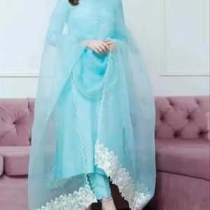 Women Self Design Kurti, Pant and Dupatta Set