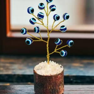 Evil Eye Gem Tree – Handmade Mini Crystal Decor Mini Evil Eye Good Luck Tree – Home/Desk Decoration Protective Evil Eye Crystal Tree – Small Size | Size 2-4 inch Aprox