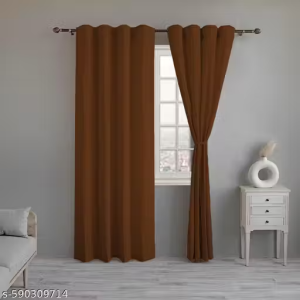 Chocolate Brown Plain Curtain | 70% Room Darkening | Poly-Cotton | Eyelet Fitting | Window (5 feet) & Door (7 feet) Sizes | Pack of 1 (Single Piece) | CURTAINRY™
