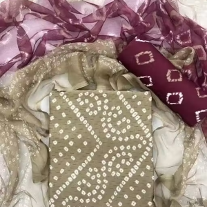 Women suit dikhaie, women suit set, suit under 300, women suit under 400, pakistani suit material, bandhni suit material,jaypuri bandhni suit,patiala bandhni suit