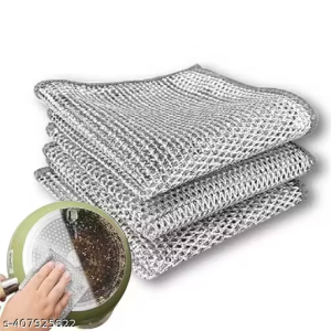 Multipurpose Wire Dishwashing Rags for Wet and Dry Stainless Steel Scrubber Non-Scratch Wire Dishcloth for Washing Dishes Sinks Counters Easy Rinsing Machine Washable Pack Of 3