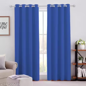 Royal Blue Plain Curtain | 70% Room Darkening | Poly-Cotton | Eyelet Fitting | Window (5 feet) & Door (7 feet) Sizes | Pack of 1 (Single Piece) | CURTAINRY™