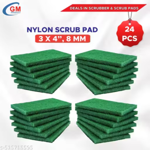 Heavy-Duty Green Scrub Pad for Utensils – Pack of 24 | 3×4 Inch, 8mm Thick Bartan Juna | Non-Scratch Kitchen Cleaning Pad for Tough Stains | Multipurpose Scrubber for Dishwashing, Tawa, Cookware “Har bartan chamkega, har kona saaf dikhega!”