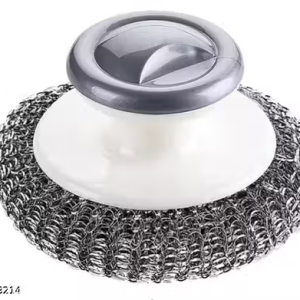 Stainless Steel Wool Scrubber , Rust Resistant Dish Scrubber , Non Slip Handle , Sink Cleaner , Pots , Pans , Lightweight & Reusable , Cookware , Bake ware (1 PCs)