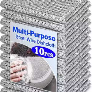 10 PACK Designer Scrubs & Sponges Non-Scratch Wire Dishcloth & Multipurpose Wire Dishwashing Rags for Wet and Dry, Easy Rinsing, Reusabless, Wire Cleaning Cloth for Kitchen, Sinks, dish wash scrub