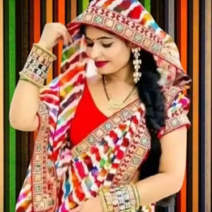 Fancy white lehriya georgette saree with maharani lace and blouse