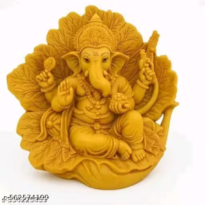 Decorative Lord Ganesha Idol for Home Temple, Office & Gift | Resin Ganpati Murti for Festive & Spiritual Décor (Yellow)