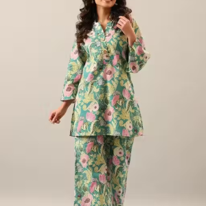 Women’s Trendy Printed Cotton Blend Straight CO-ORD SET PISTA