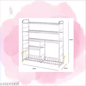 Wall Mount Kitchen Utensils Dish Rack | Stainless Steel Utensil Rack/Stand | Dish Stand/Holder | Kitchen Organizer | Utensils Rack with Plate & Cutlery Stand & Glass Holders (31 X 30 Inches)