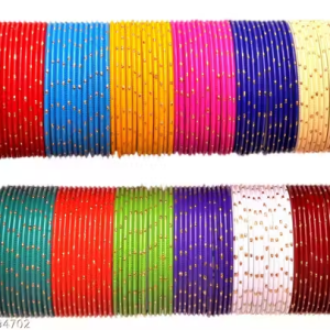 NMII Non-Precious Base Metal Multicolor Bangles Set For Women/Girls