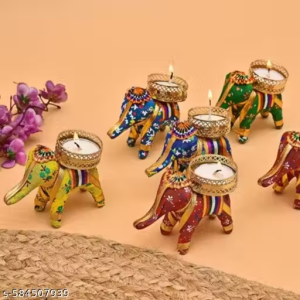 Misscasa Set of 5 Elephant Tea Light/Candle Holder for Decoration/Ganpati Decoration/Diwali Decoration/Diya for Home Decor| Designer Candle Holders | Diwali Gift /balcony decor/Living room/festival backdrop/showpiece/best selling