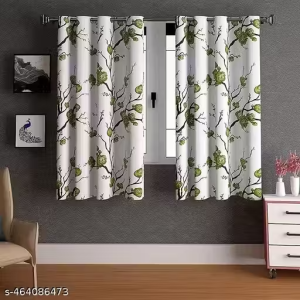 Floral 2 Piece Premium Polyster Silver Grommet Eyelet Curtains 5Ft Window