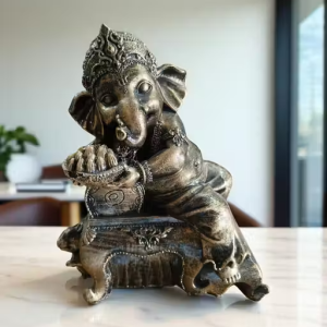 DAY CREATION Majestic Lord Ganesha Idol Decorative Statue | Antique Finish Resin Ganpati Murti for Home, Office & Gifting – 7 Inch