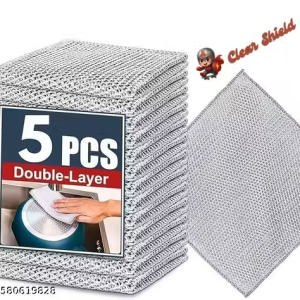 Clear Shield Non Scratch Dish wash Cloths Kitchen Double Layer Scrubber Dish Utensils Reusable Mesh Wire Cloth for Kitchen Metal Wire Cleaning Cloth