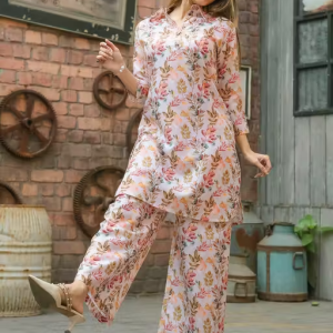 Trendy Floral Printed Co-ord Set for Women | Stylish Kurta with Palazzo | Soft Cotton Fabric | Summer Wear Suit Set