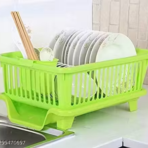 ANSUYA 3 in 1 Kitchen Sink Dish Rack Drainer Drying Rack Washing Basket – Green