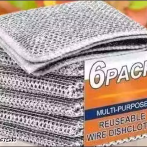 Shyno Wire Scrubs – Premium Steel Scrubber Set (6 Pcs). Gentle yet powerful cleaning, safe for non-stick, steel & coated cookware. Durable stitch-lock design, quick rinse & fast dry, hygienic and reusable. Multipurpose use for utensils, sinks, countertops & bathroom tiles.