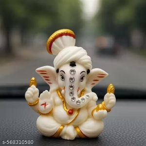 Pagri Ganesh Ji Murti Decorative Showpiece for Home Decor| Ganesh Idol for Car Dashboard Home Temple Office Desk Pooja Room God Idols for Puja & Festival Gifting