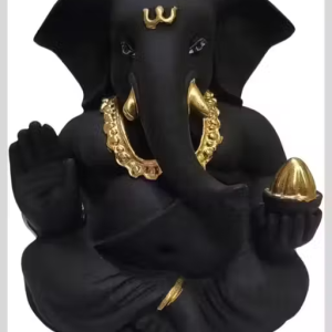 SHREYA EXPO LINE Black Resin Appu Ganesha with Gold Colar Work for Car Dashboard Home Decor Gifting Diwali Birthday Festivals Lord Ganesha Idol on Decorative Handcrafted 3 x 2 Inches