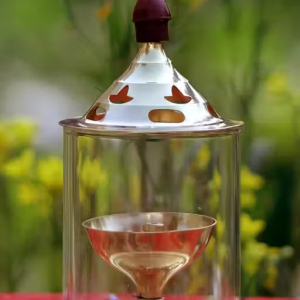 Heaven Decor Brass and High Quality Glass Akhand deep Diya 5 Inch