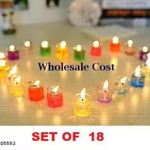 Home Luxury Small Multicolour Smokeless Decorated Mini Cute Little Glass Jelly Gel Candles for Home Decor Diwali Decoration,Spa,Birthdays Party,Festivals (Set of 18 Pieces)