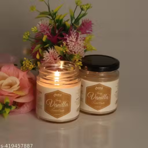 Pure Soy Wax Jar Candle| Smokeless Candle| Scented Candles| Panel Jar Candles| Ivory Color| Set Of 2