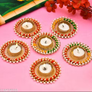 Manu Creation 6 pcs Tea Light Candle| Candle| Diya Candle | Diya for All Kind of Festival Diwali/Navratri, Birthday Candle | Colourful Hand Making Puja Candle| Pooja Diya | Home Decoration Candle|