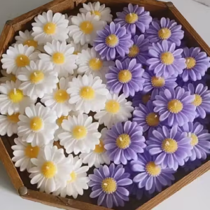 Sunflower Floating Candles (Set of 8 – Purple & White) | Premium Soy Wax Scented | Long Burning, Floral, Decorative & Festive Use