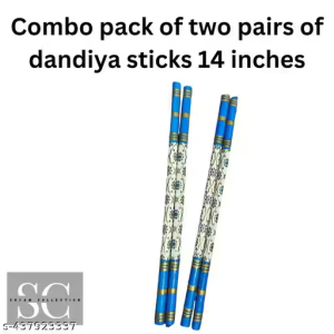 Wooden garba sticks for Navratri celebration garba Dandiya sticks for men and women kids multicolor 14 inches pack of two pair