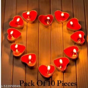 MAHAKAL TRADERS Heart Shaped Rose Scented Tea Light Candles For Home Decor, Valentine Day, Diwali, Christmas, Wedding, Anniversary & Special Occasion Candles (Red,Pack Of 10)