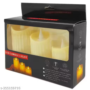 Flickering & Smokeless LED Candle Tea Light Candle (Yellow, Pack of 3)