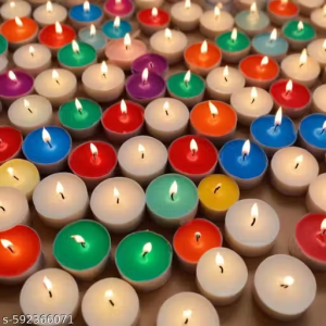 Drisona Multicolor Wax Tea-Light Candle Pack Of-100, Multicolor, Frangnance Free, Smoke free, Long Lasting Burn 2 Hour,For Festival Diwali Party