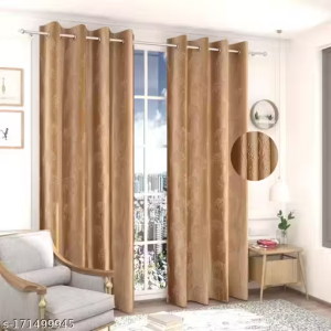 Divine Home Decor Embossed Tree Punch Curtains For Your Beautiful Home/Office, Pack of 2 Pcs ( Window/Door/Long Door- Gold)