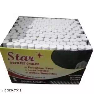 Avyraze Dustless White Chalk – 100 Sticks | Dermatologically Tested | Soft Anti-Scratch Writing | Prevent Dust & Skin Allergies(white chalks, 100pcs)