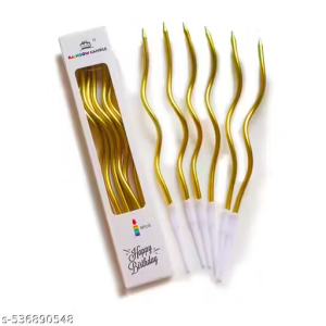 Spiral Golden Birthday Candles – 6 Pcs, Twisty Candle for Cake | Long Golden Candles for Decoration | Baby Shower, Wedding Party and Cake Decoration Party Twisty Metallic Golden Spiral Candles, Twisty Candles for Birthday, Baby Shower, Wedding Party & Cake Decoration