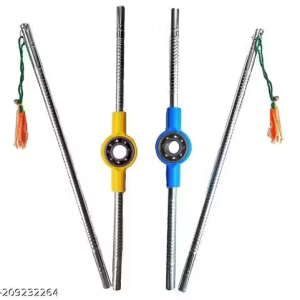 Sensimon Bearing Stainless Steel dandiya Sticks for Dance, 2 Paire, 4 Sticks Multicolored