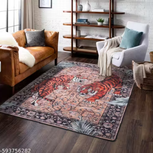Washable Non-Slip Carpet for Living Room Bedroom Bohemian Low-Pile Printed Indoor Accent Stain Resistant Non-shed Carpet for Home Office Décor |91 X 137 Cm|