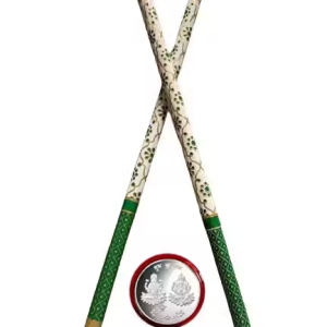 Anshri (Pack of 1 Pair) Garba Sticks Wooden Dandiya Sticks for Dance Garba Sticks for Navratri Celebration With Silver Color Coin Large Size 14.4 Inches (Multicolor)