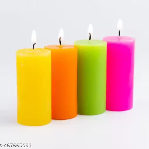 Highly Fragrance Mini Pillar Candle Multi Colour Set of 4 ( 6.5 cm By 3.5cm Each )